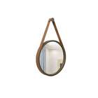 Espelho Decorativo Adnet Marrom Alça Corino Caramelo 30 Cm Re