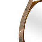 Espelho Decorativo Adnet Marrom Alça Corino Rajada 60 Cm Redo