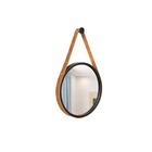 Espelho Decorativo Adnet Preto Alça Corino Rajada 20 Cm Redon