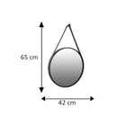 Espelho Decorativo Adnet Preto Alça Corino Rajada 40 Cm Redon