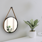 Espelho Decorativo Adnet Preto Alça Corino Rajada 60 Cm Redon