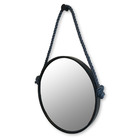 Espelho Decorativo Adnet Preto com Alça de Sisal Blue 60x40cm