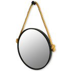 Espelho Decorativo Adnet Preto com Alça de Sisal Gold 60x40cm