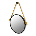 Espelho Decorativo Adnet Preto com Alça de Sisal Gold 87x60cm