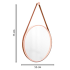 Espelho Decorativo Adnet Rosa Alça Corino Caramelo 60 Cm Redo