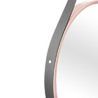 Espelho Decorativo Adnet Rosa Alça Corino Preta 60 Cm Redondo