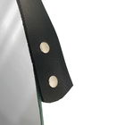 Espelho Decorativo Adnet Vintage Alça Corino Preto 50 Cm Redo