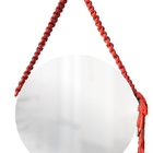 Espelho Decorativo Adnet Vintage Macramê Laranja 50 Cm Redondo