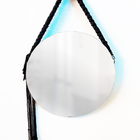 Espelho Decorativo Adnet Vintage Macramê Preto 40 Cm Redondo