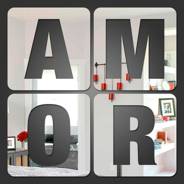 Espelho Decorativo Amor-p 4 Peças 16x16cm