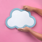 Espelho Decorativo Azul Nuvem Com Moldura 25x35,5cm Oikos