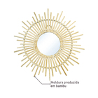 Espelho Decorativo Bamboo Bege Redondo Com Moldura 10x30cm Inspire