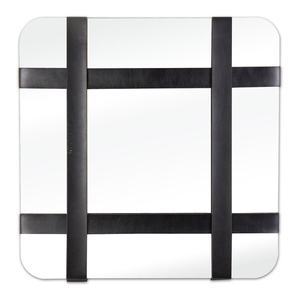 Espelho Decorativo Chess Cantos Com Corino Preto 50 X 50 Cm