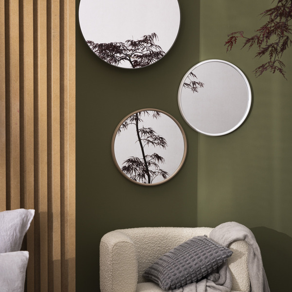 Espelho Decorativo Cinza Redondo Com Moldura 42x39cm Sweet Pampa Inspire