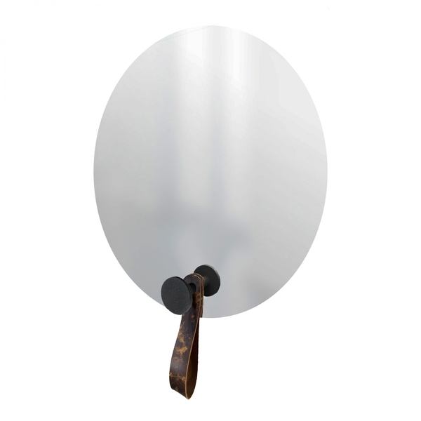 Espelho Decorativo Com Gancho Alumínio Preto Com Corino Rajad