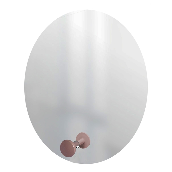 Espelho Decorativo Com Gancho Alumínio Rosa 50 Cm Redondo