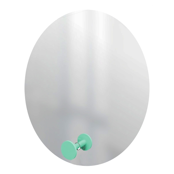 Espelho Decorativo Com Gancho Alumínio Verde 50 Cm Redondo