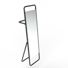 Espelho Decorativo De Chão Com Toalheiro Preto 1,50 X 40 Cm