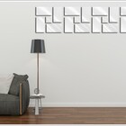 Espelho Decorativo De Vidro Quadrados Retângulos 35 X 144 Cm