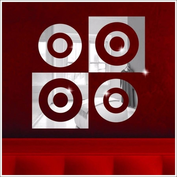 Espelho Decorativo Em Acrílico Quadrados E Círculos