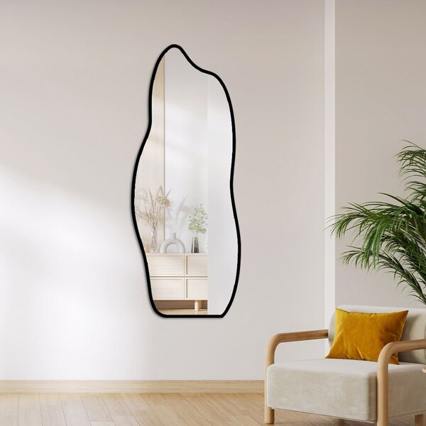 Espelho Decorativo Fogo Grande 70x160 Orgânico De Parede Preto