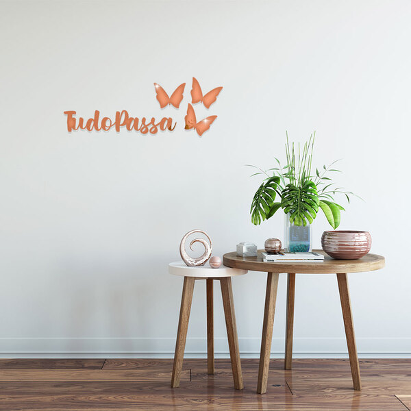 Espelho Decorativo Frase Tudo Passa Em Acrílico Bronze Sala