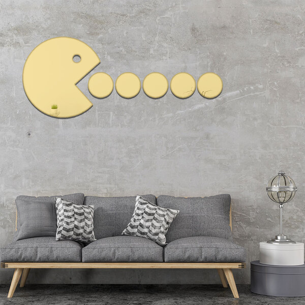 Espelho Decorativo Gold Em Acrílico Pac-man 6 Peças