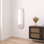 Espelho Decorativo Grande Oval 101x30cm Dourado Com Moldura Cápsula Conthey