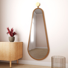 Espelho Decorativo Grande Oval 142x55cm Bege Com Moldura Pêndulo E2G Design