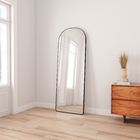 Espelho Decorativo Grande Curvado 180x55cm Preto Com Moldura May515 Mayuri