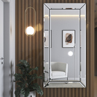 Espelho Decorativo Grande Corpo Inteiro Retangular 180x90cm Prata Com Moldura Topázio Bisotê Mayuri