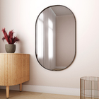 Espelho Decorativo Grande Curvado 95x60cm Preto Com Moldura May508 Mayuri