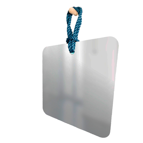 Espelho Decorativo Hole Alça Sisal Blue 40x40 Cm