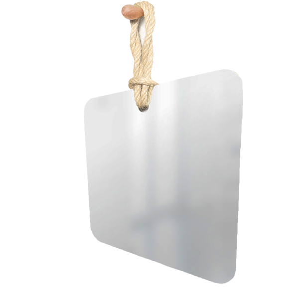 Espelho Decorativo Hole Alça Sisal Natural 40x40 Cm