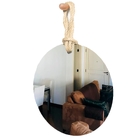 Espelho Decorativo Hole Alça Sisal Natural 50 Cm Redondo