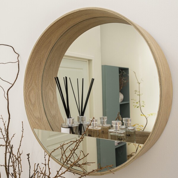 Espelho Decorativo Marrom Redondo Com Moldura 56x52,4cm Nordik Inspire