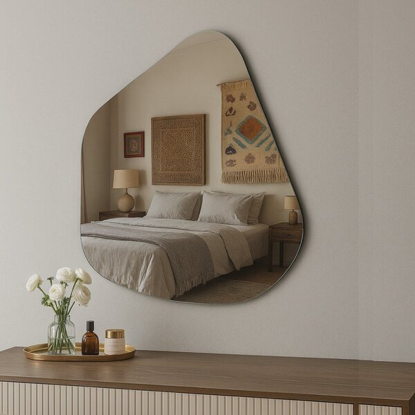 Espelho Decorativo Orgânico 60x40cm Em Vidro Lapidado Fita Du