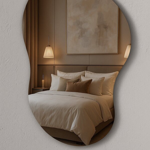 Espelho Decorativo Orgânico 70x50cm Em Vidro Lapidado Com Sup