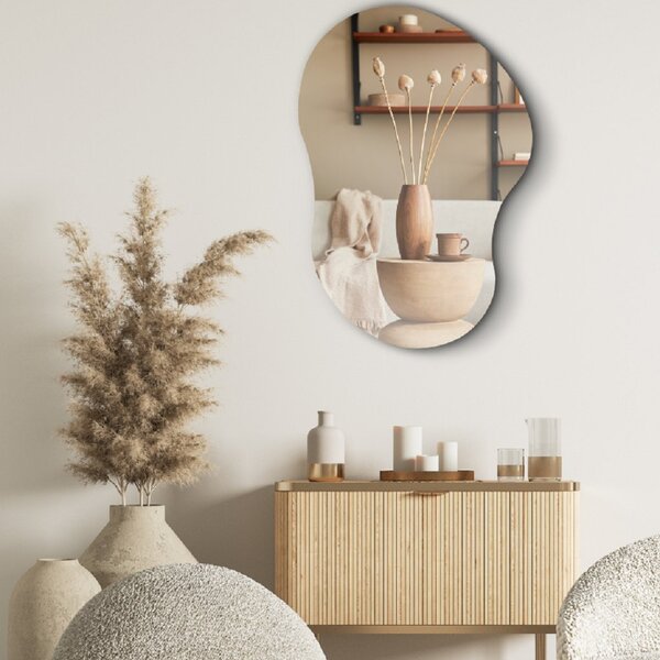 Espelho Decorativo Orgânico 70x50cm Em Vidro Lapidado Fita Du