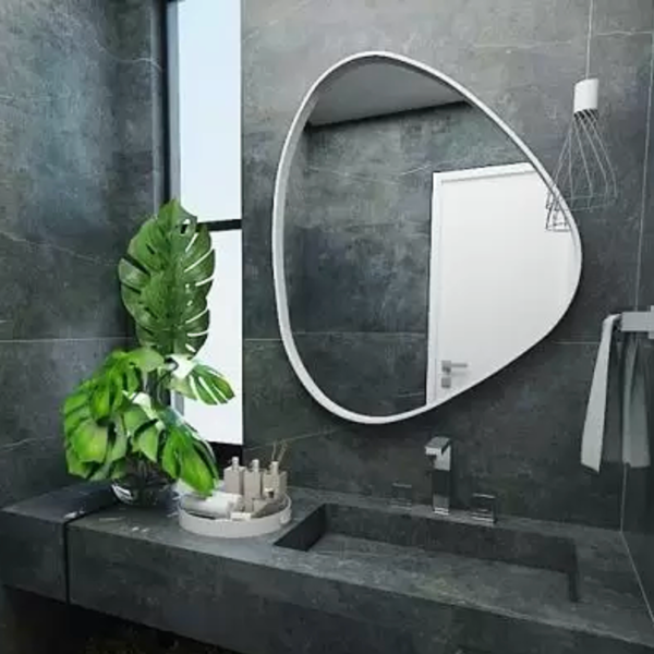 Espelho Decorativo Orgânico Com Moldura Em Metal Quarto Sala