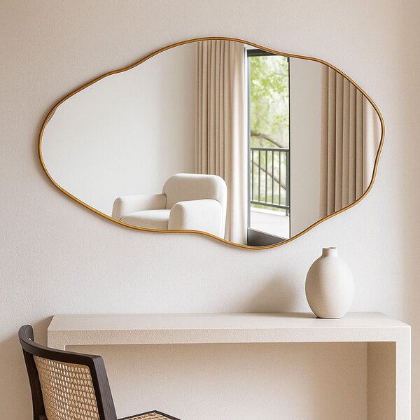 Espelho Decorativo Orgânico Grande Pedra 50x80 De Parede Para