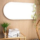 Espelho Decorativo Oval Janela Base Reta Com Moldura Metal 10