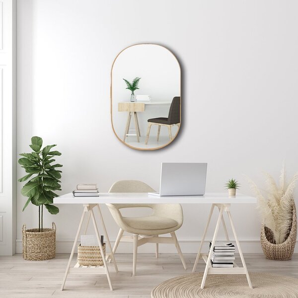 Espelho Decorativo Oval Modelo Cápsula 60x40 Caramelo
