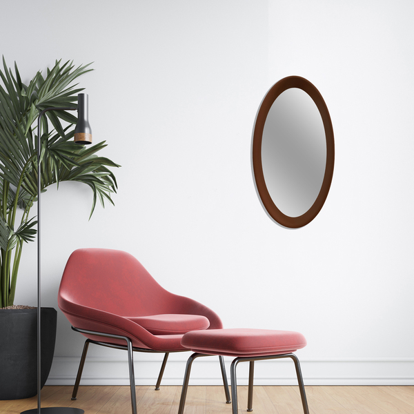 Espelho Decorativo Oval Myrra Marrom 20x46cm Arte Própria