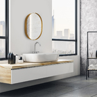 Espelho Decorativo Oval Para Banheiro Sala Com Moldura Dourad