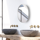 Espelho Decorativo Oval Para Banheiro Sala Com Moldura Prata