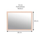 Espelho Decorativo Para Sala Moldura De Madeira Natural 80cmx