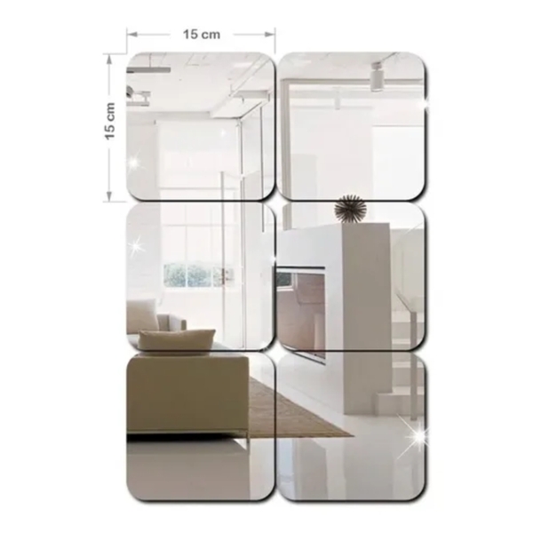 Espelho Decorativo Quadrado Em Acrílico 12 Quadrados 15x15cm