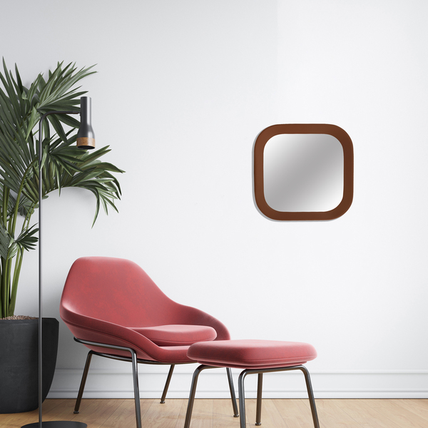 Espelho Decorativo Quadrado Myrra Marrom 25x25cm Arte Própria