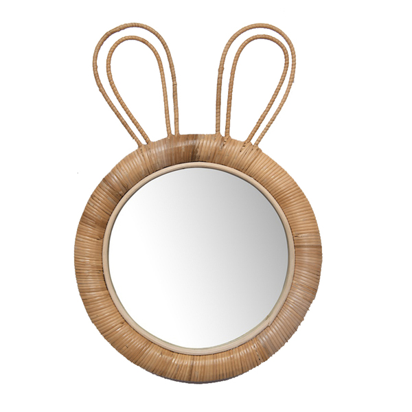 Espelho Decorativo Rattan Coelho Com Moldura 29cm Oikos